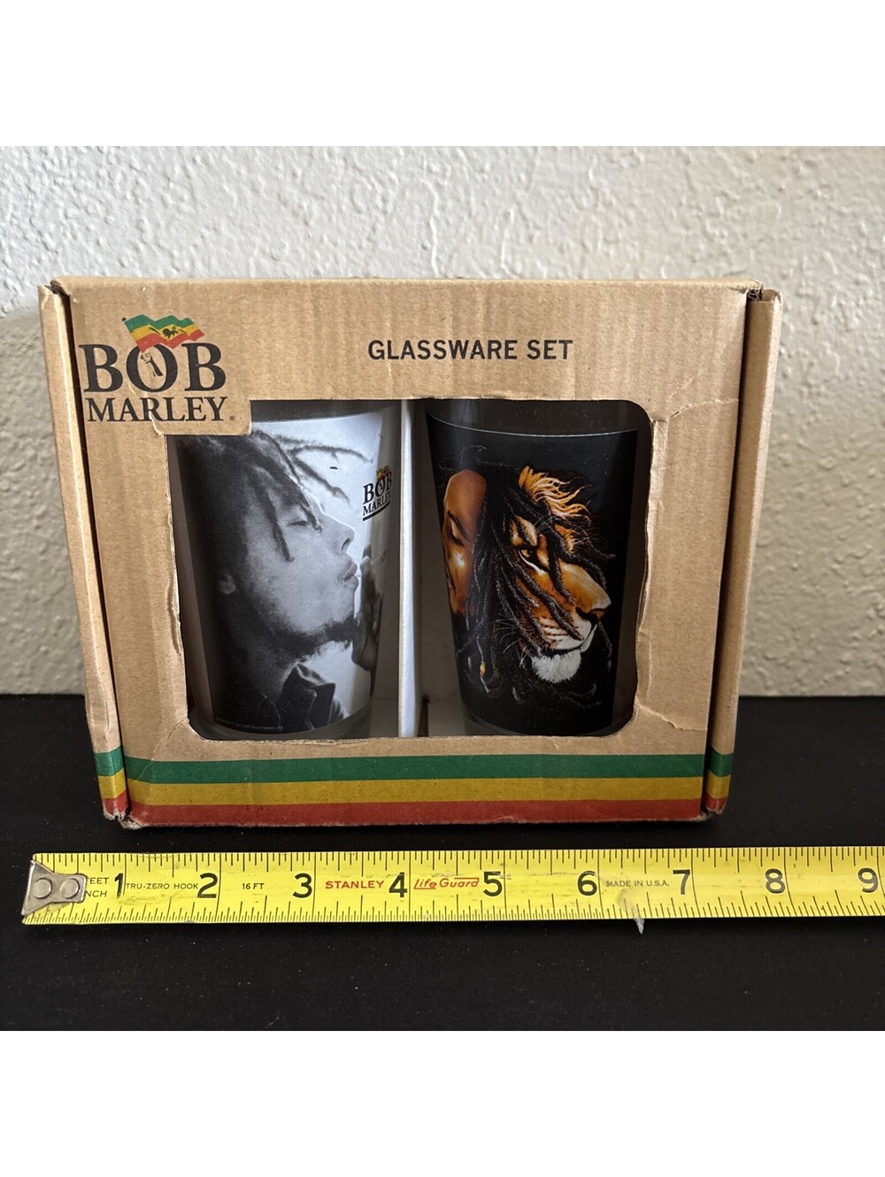 VTG Bob Marley Glassware 2- 16 oz Pub Glasses Pint Beer Reggae Music